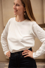 Playera de lactancia manga larga blanca