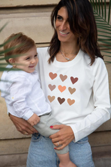 Playera de lactancia manga larga corazones
