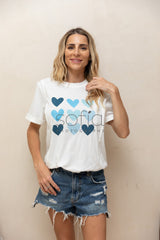 Playera de lactancia corazones azules