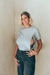 Playera de lactancia gris