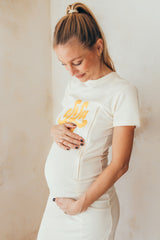 Vestido de lactancia manga corta amarillo oh la la