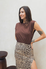 Playera de lactancia sin mangas café