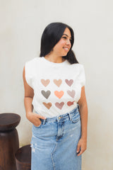 Playera de lactancia sin mangas corazones