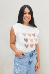 Playera de lactancia sin mangas corazones