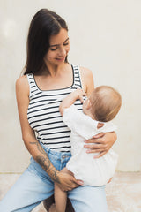 Playera de lactancia sin mangas rayas