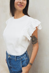 Playera de lactancia con olanes