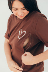 Playera de lactancia brown heart