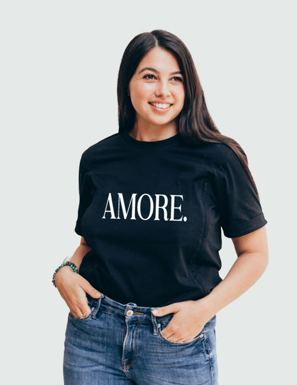 Playera de lactancia negra amore