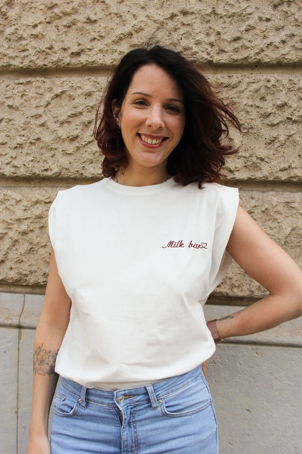 Playera de lactancia sin mangas personalizada milk bar