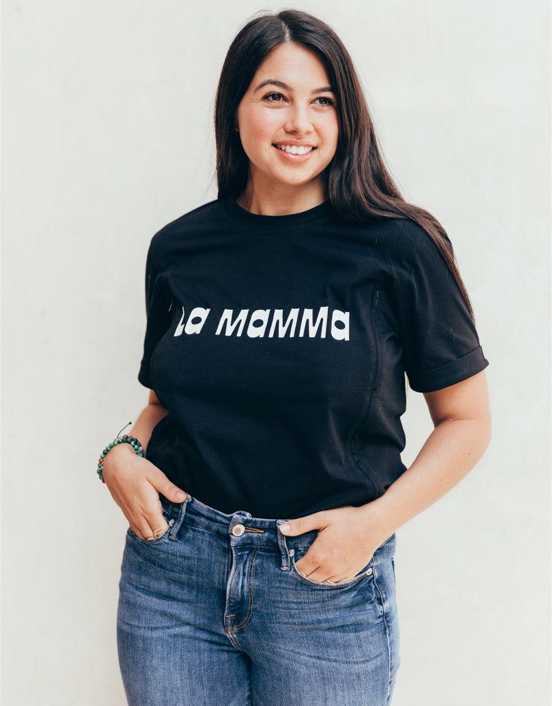 Playera de lactancia negra la mamma