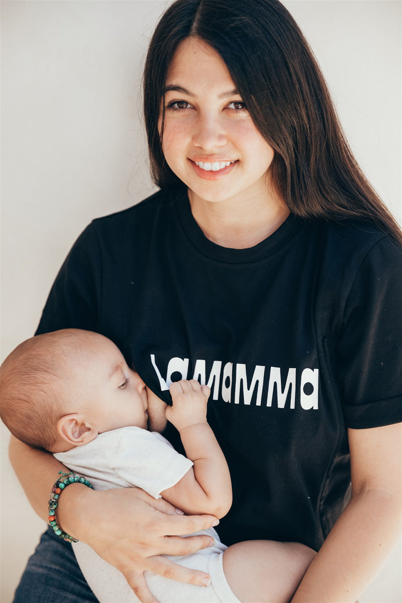 Playera de lactancia negra la mamma