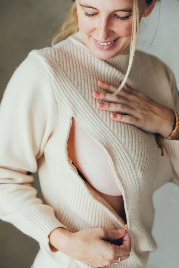 Sweater de lactancia beige