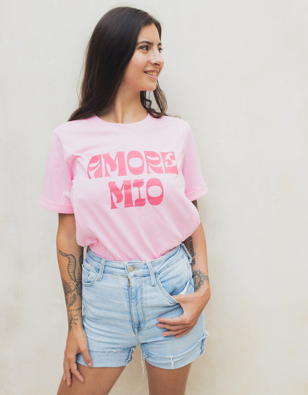 Playera de lactancia rosa amore mio