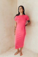 Vestido de lactancia manga corta rosa