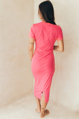Vestido de lactancia manga corta rosa