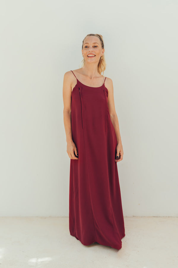 Vestido de lactancia sin mangas vino